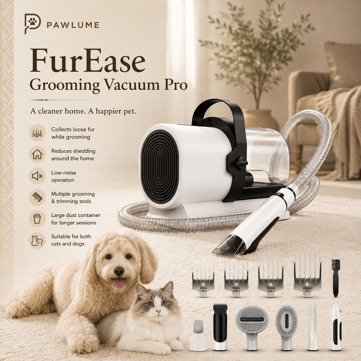 Pawlume FurEase Grooming Vacuum Pro