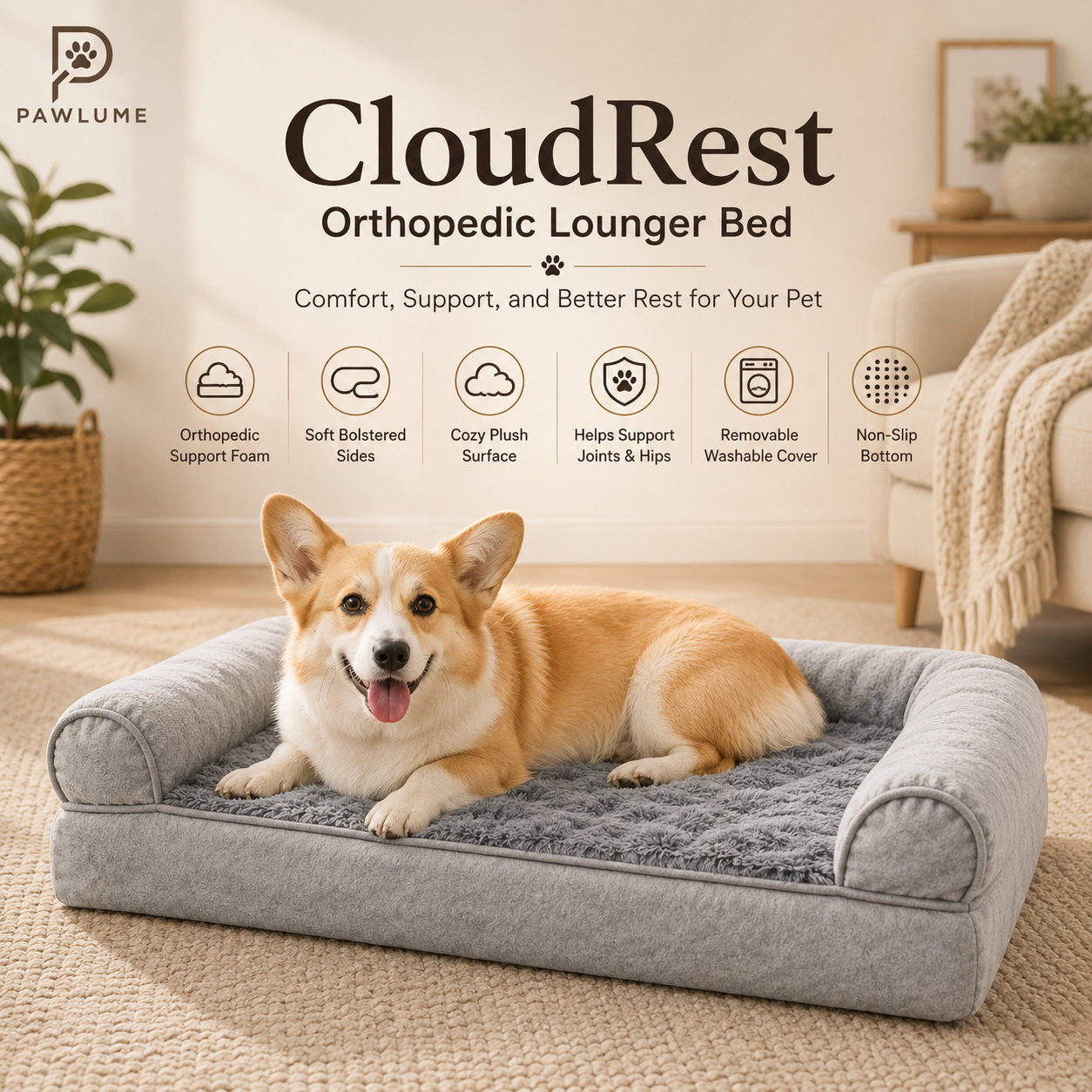 Pawlume CloudRest Orthopedic Lounger Bed