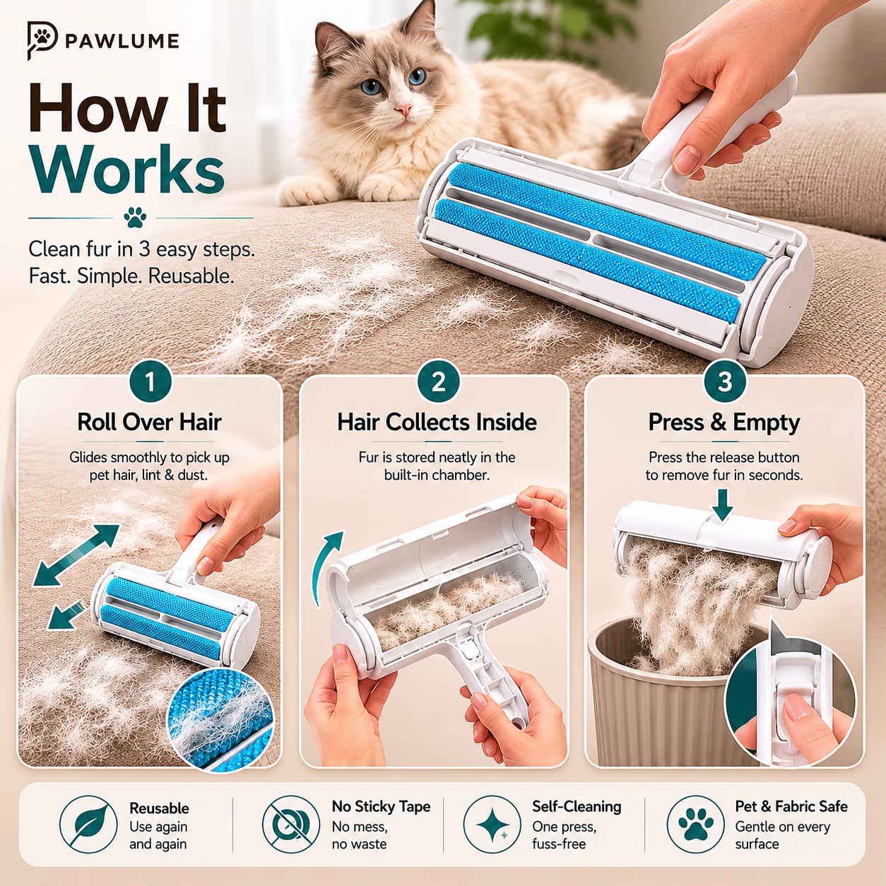 Pawlume FurSweep Hair Remover Roller