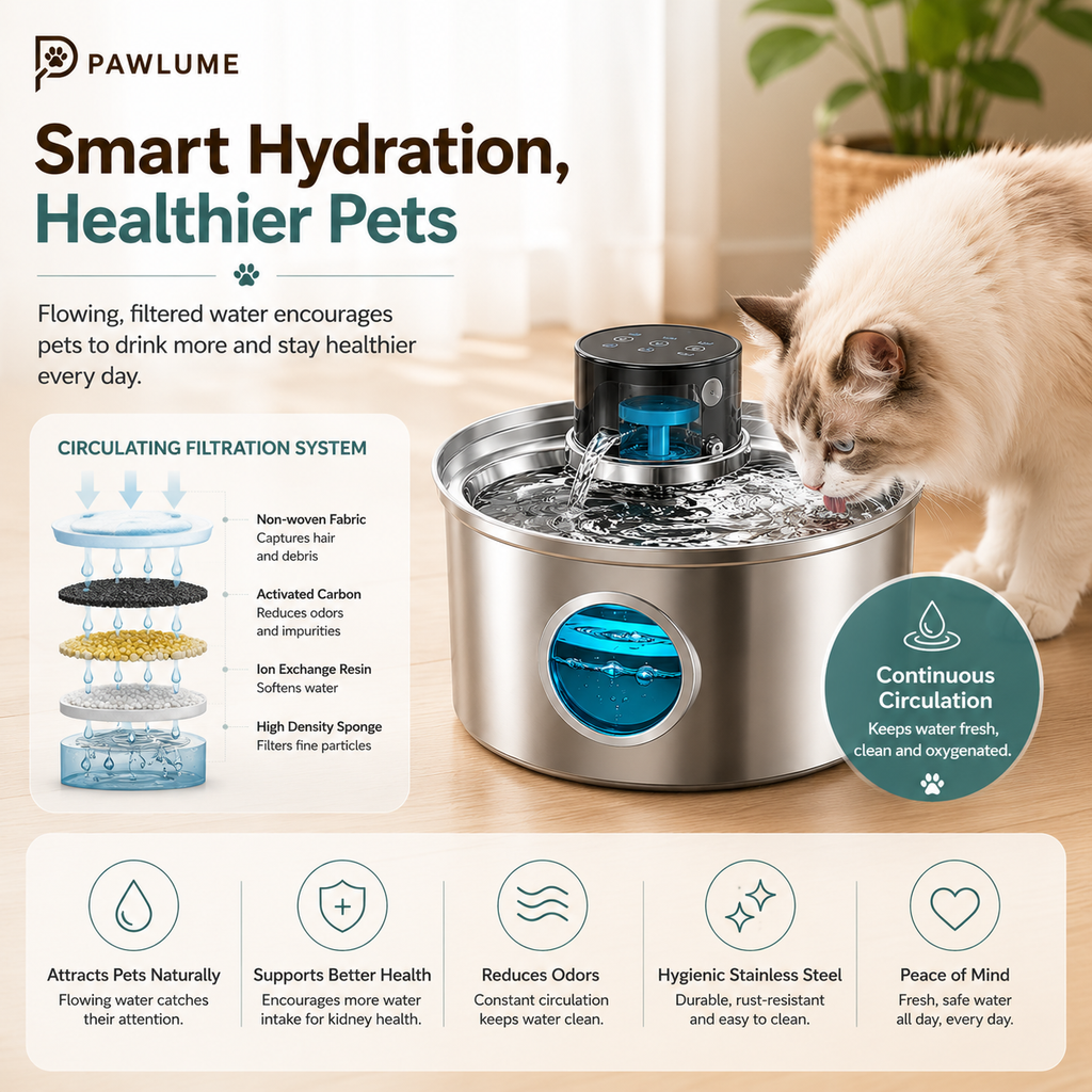 Pawlume AquaFlow Wireless Pet Fountain