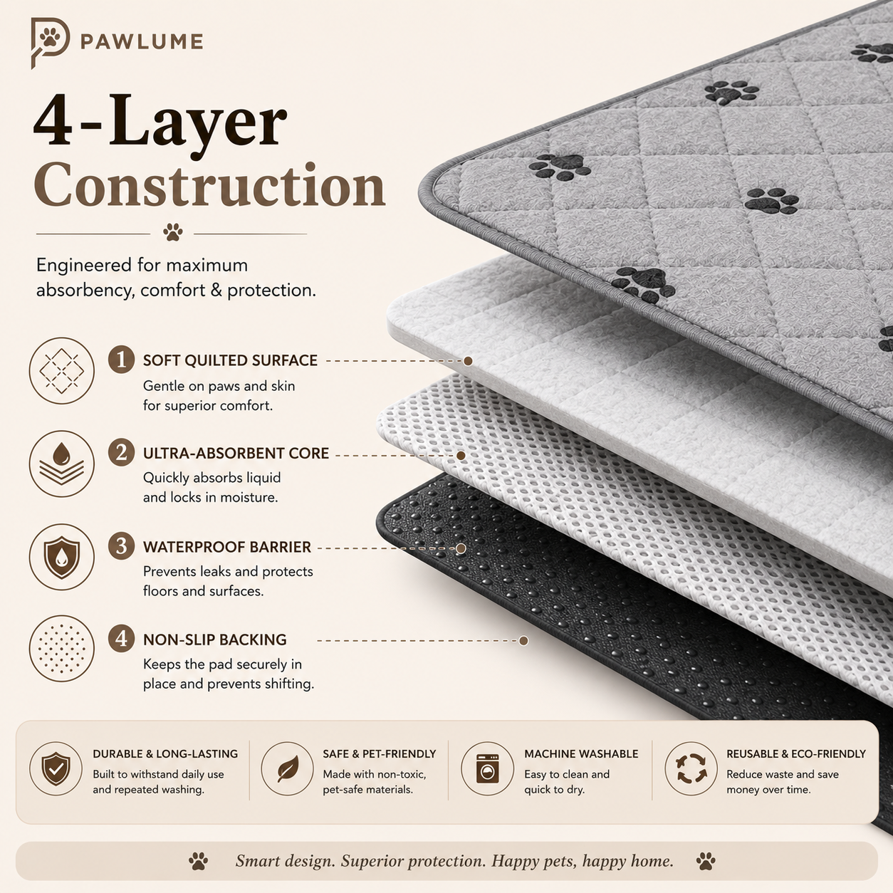 Pawlume DryGuard Washable Pee Pads