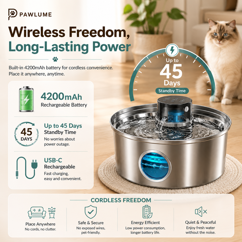 Pawlume AquaFlow Wireless Pet Fountain