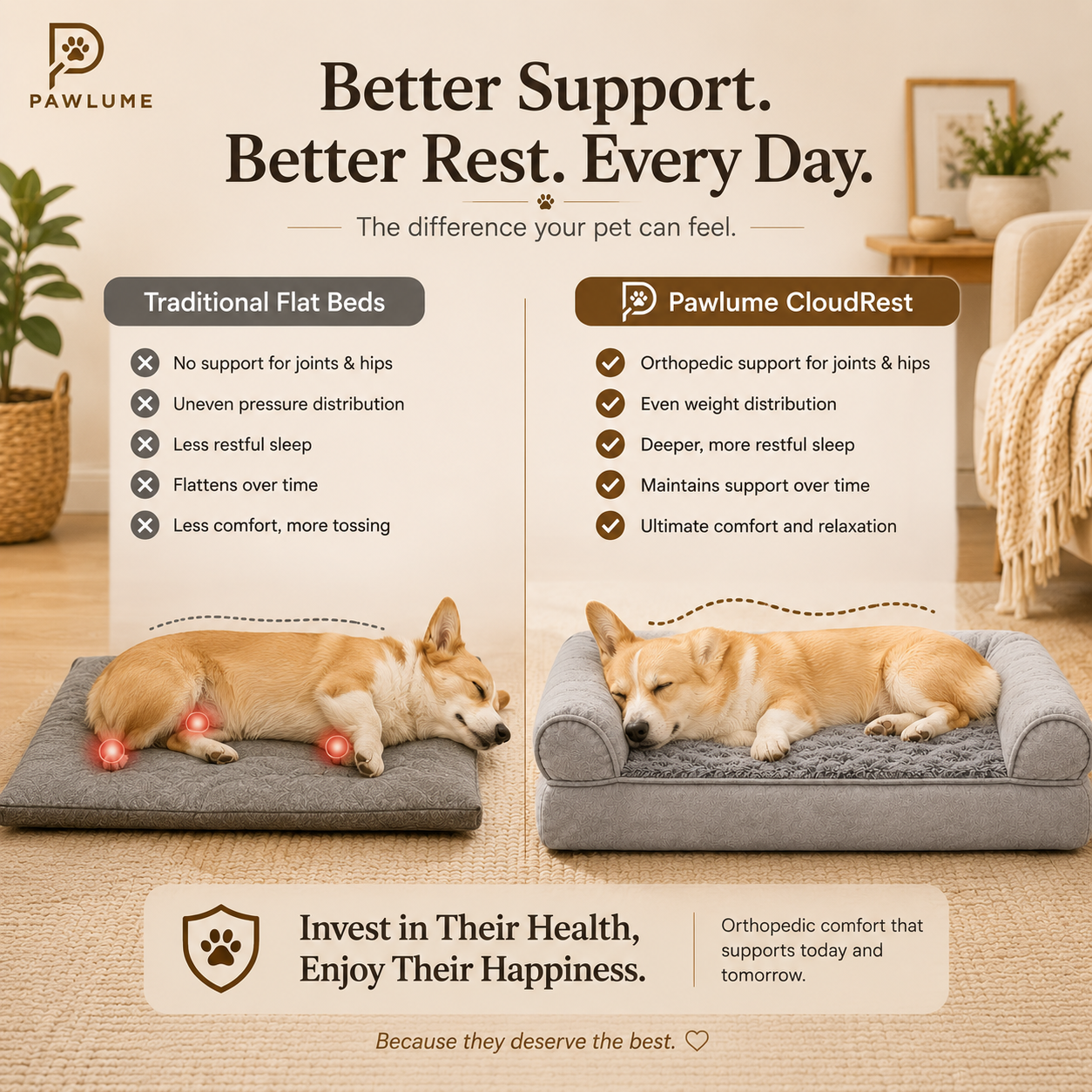 Pawlume CloudRest Orthopedic Lounger Bed