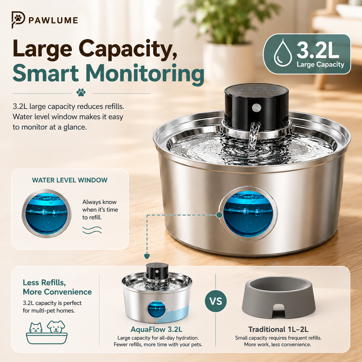 Pawlume AquaFlow Wireless Pet Fountain