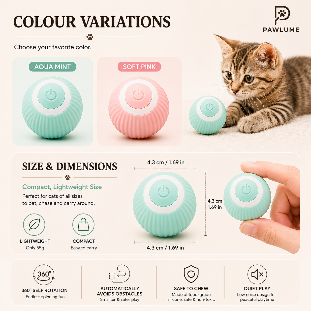 Pawlume Zoomie Smart Motion Ball