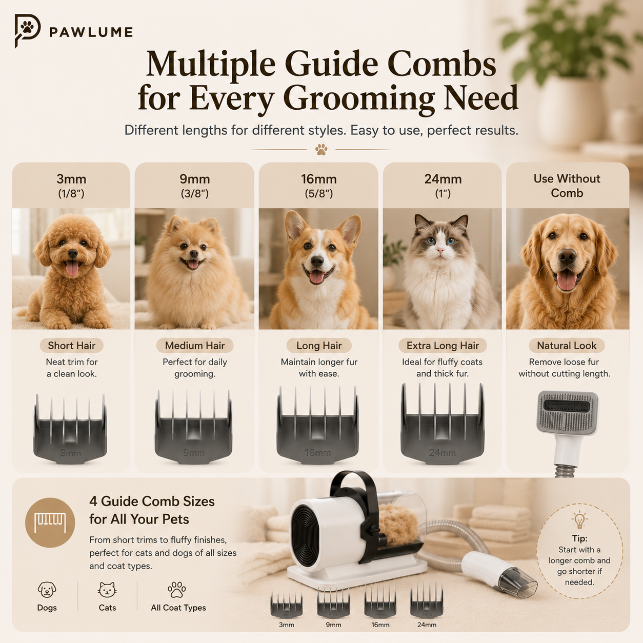 Pawlume FurEase Grooming Vacuum Pro
