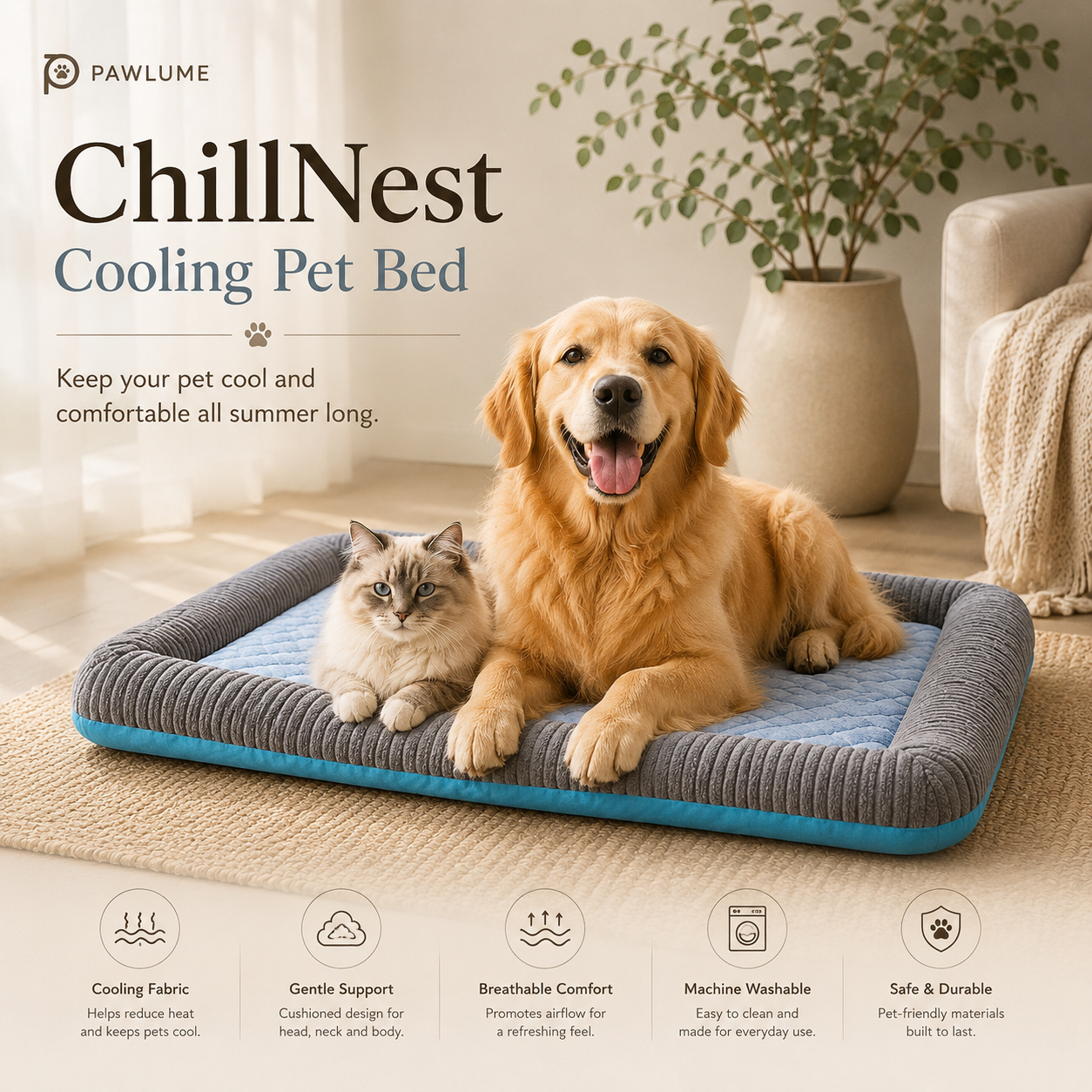 Pawlume ChillNest Cooling Pet Bed